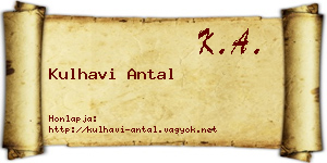 Kulhavi Antal névjegykártya